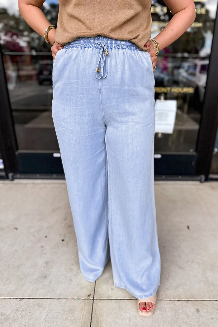 Hazel Blues® | Drawstring Wide Leg Jeans