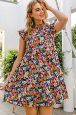 Hazel Blues® |  ODDI Floral Ruffled Cap Sleeve Mini Dress