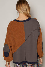 Hazel Blues® |  POL Color Block Half Zip Dropped Shoulder Sweatshirt