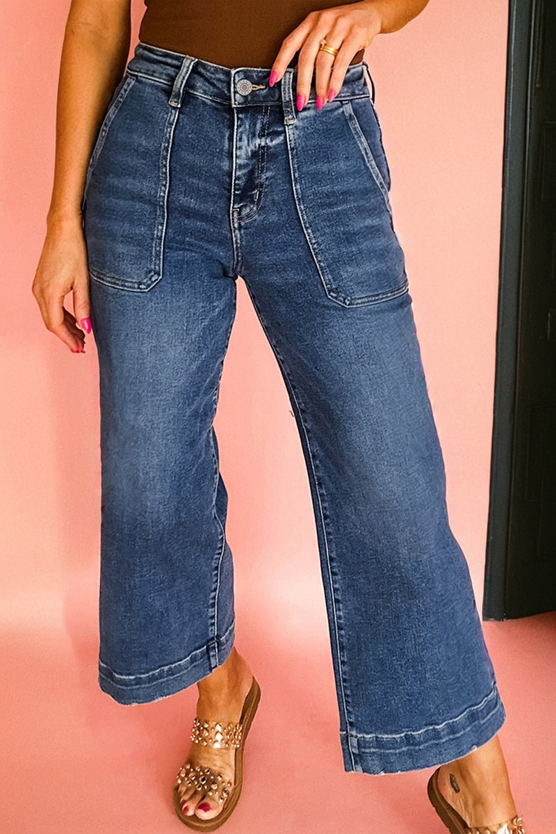 Hazel Blues® |  Breen Cropped High Rise Wide Leg Jeans