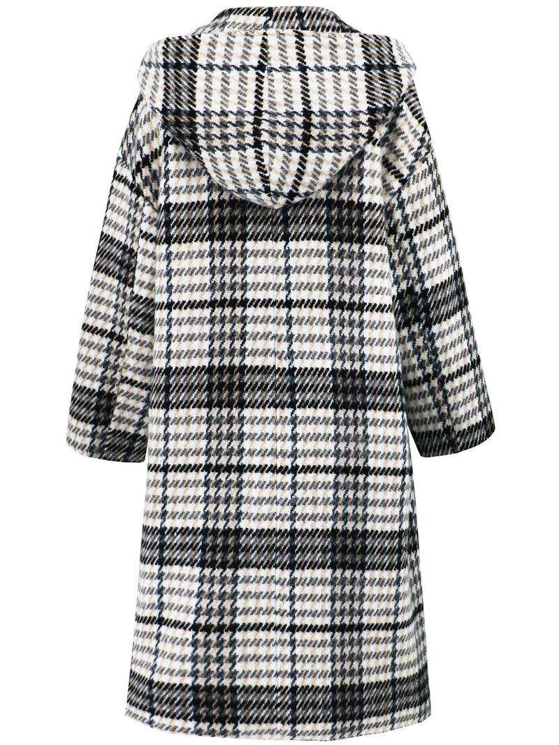 Hazel Blues® |  Plaid Double-Breasted Long Sleeve Longline Coat