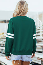 Hazel Blues® |  Evergreen Varsity Striped Detail Drop Shoulder Oversized Sweatshirt