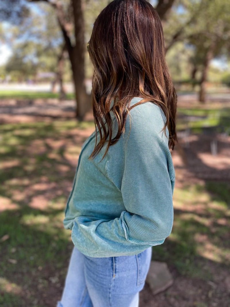 Hazel Blues® |  PREORDER: Best Selling Elliott Exposed Seam Sweatshirt in Five Colors