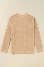 Hazel Blues® |  Side Slit Round Neck Long Sleeve Sweater
