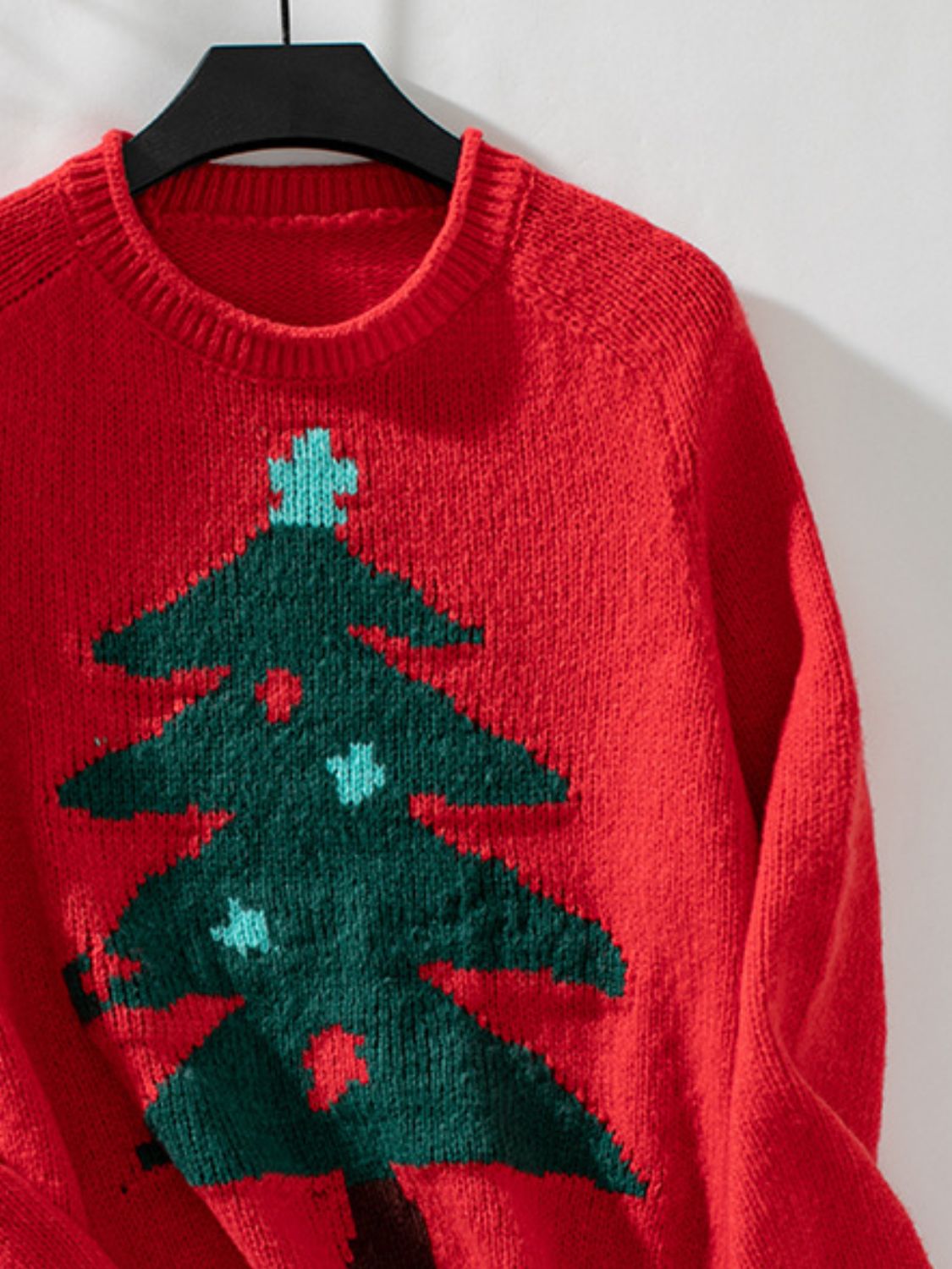 Hazel Blues® |  Christmas Tree Round Neck Raglan Sleeve Sweater