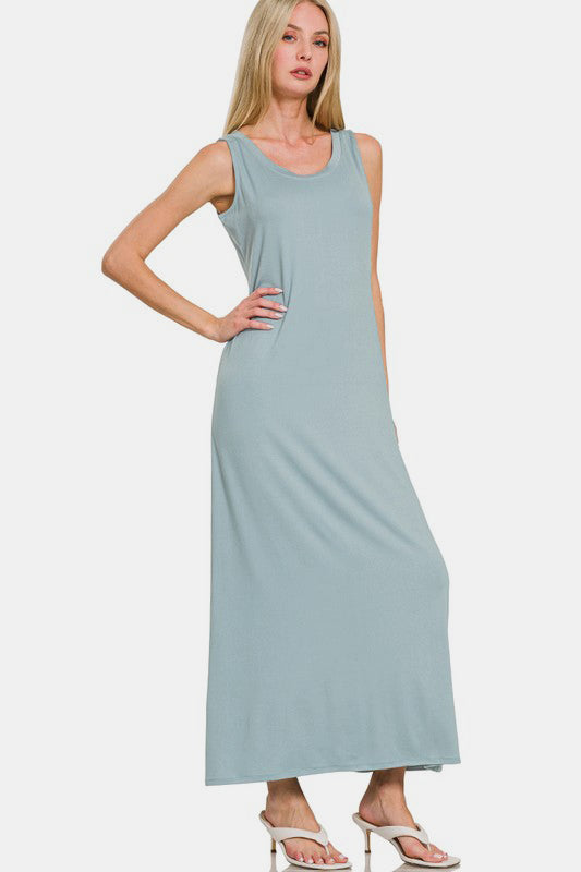 Hazel Blues® |  Zenana Scoop Neck Wide Strap Tank Dress