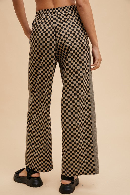 Hazel Blues® |  Annie Wear Drawstring Checkered Wide Leg Pants