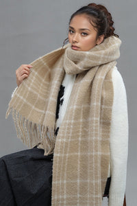 Hazel Blues® |  Fringe Plaid Thermal Scarf