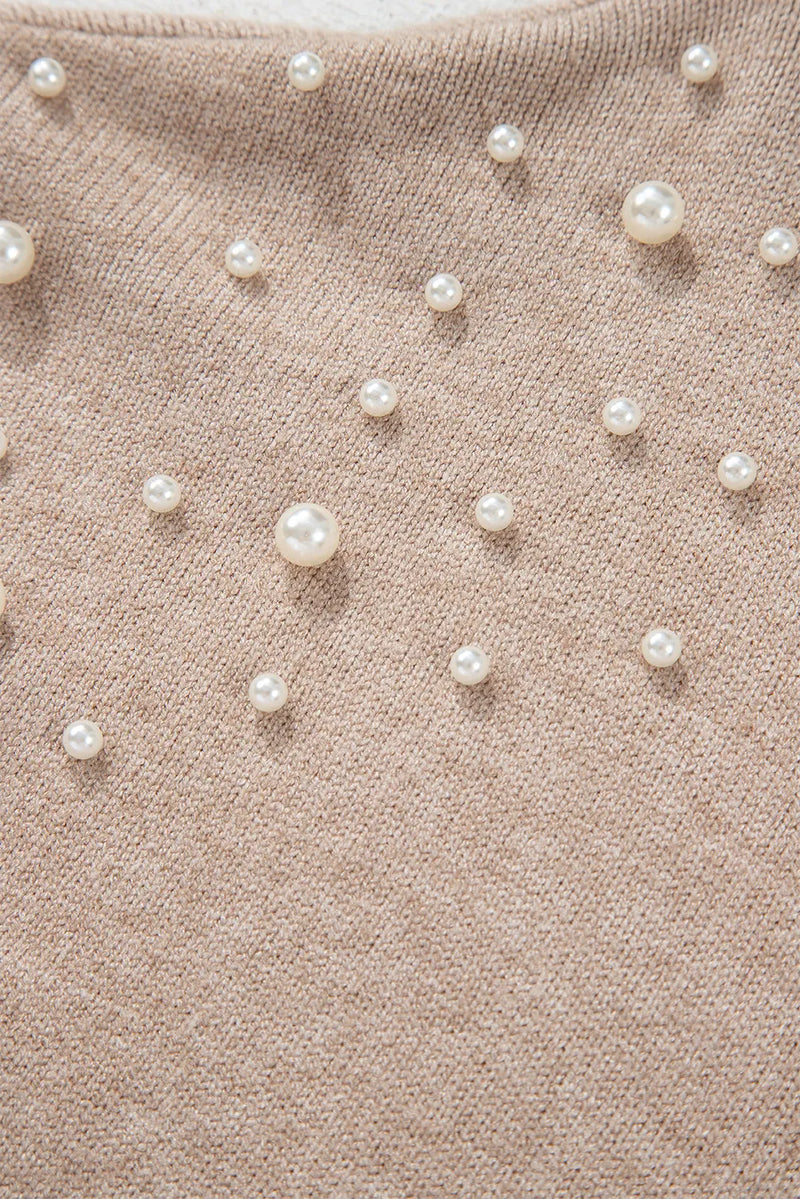 Hazel Blues® | Pearl Detail Round Neck Long Sleeve Sweater