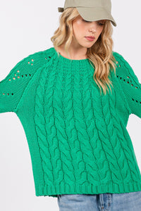 Hazel Blues® |  SAGE + FIG Cable-Knit Long Sleeve Sweater