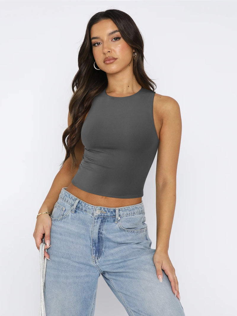 Hazel Blues® |  Round Neck Cropped Tank