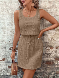 Hazel Blues® |  Eyelet Drawstring Round Neck Sleeveless Dress