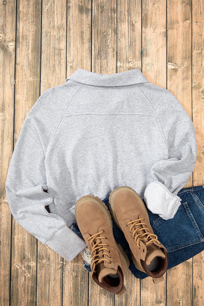 Hazel Blues® |  Half Zip Long Sleeve Sweatshirt