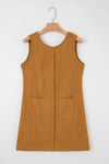 Hazel Blues® |  Beige Corduroy Sleeveless Mini Dress With Patched Pockets