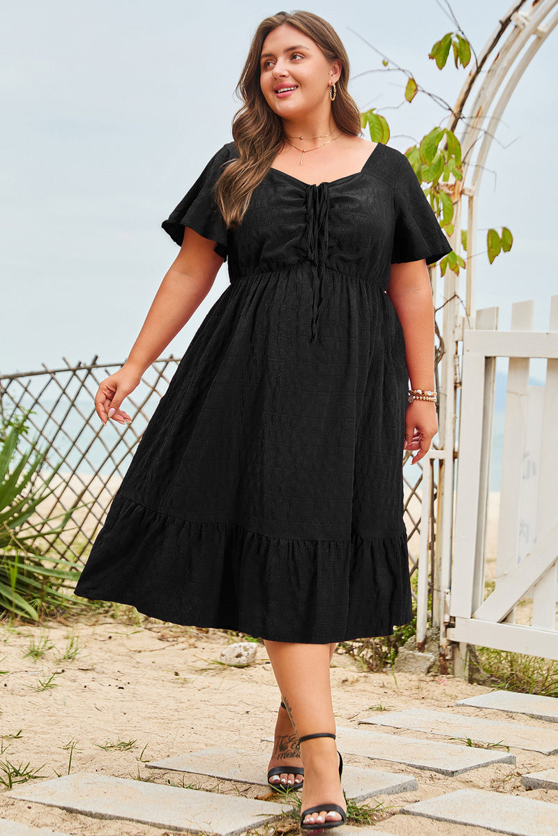 chinese dress ladies Plus-Size Short Beaded Homecoming Dress with Lace-Up Ivory / 20W