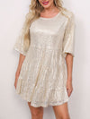 Hazel Blues® |  Sequin Round Neck Half Sleeve Mini Dress