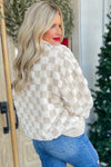 Hazel Blues® |  Khaki Checker Sherpa Corduroy Patchwork Zip up Collared Jacket