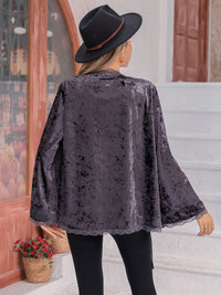 Hazel Blues® |  Tied Lace Detail Long Sleeve Cardigan