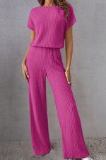 Hazel Blues® |  Round Neck Short Sleeve Jumpsuit