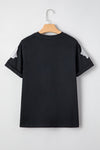Hazel Blues® |  Black Glitter Ghost Pattern Crew Neck Halloween T Shirt