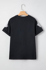Hazel Blues® |  Black Glitter Ghost Pattern Crew Neck Halloween T Shirt