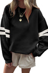 Hazel Blues® |  Evergreen Varsity Striped Detail Drop Shoulder Oversized Sweatshirt