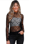 Hazel Blues® |  Ashleigh Blue Sheer Floral Lace Long Sleeve Slim Fit Top