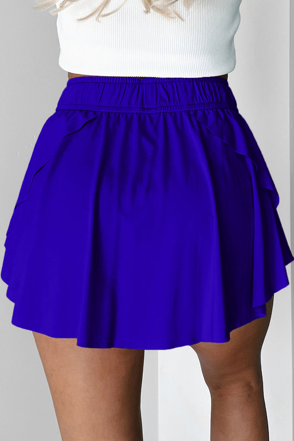 Violet Hope Dark Blue Drawstring Elastic Waistband Lined Tennis Skorts