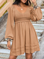 Hazel Blues® |  Crochet V-Neck Balloon Sleeve Dress