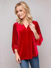 Hazel Blues® |  V-Neck Three-Quarter Sleeve Blouse