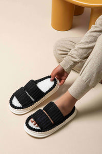 Hazel Blues® |  Open Toe Fluff Platform Slippers