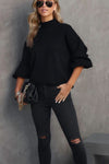 Hazel Blues® |  Mock Neck Dropped Shoulder Sweater