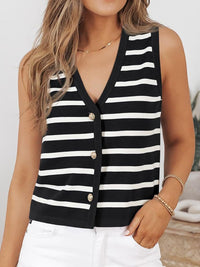 Hazel Blues® |  Striped V-Neck Knit Vest