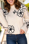 Hazel Blues® |  Flower Mock Neck Long Sleeve Sweater