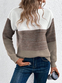 Hazel Blues® |  Color Block Drop Shoulder Long Sleeve Sweater