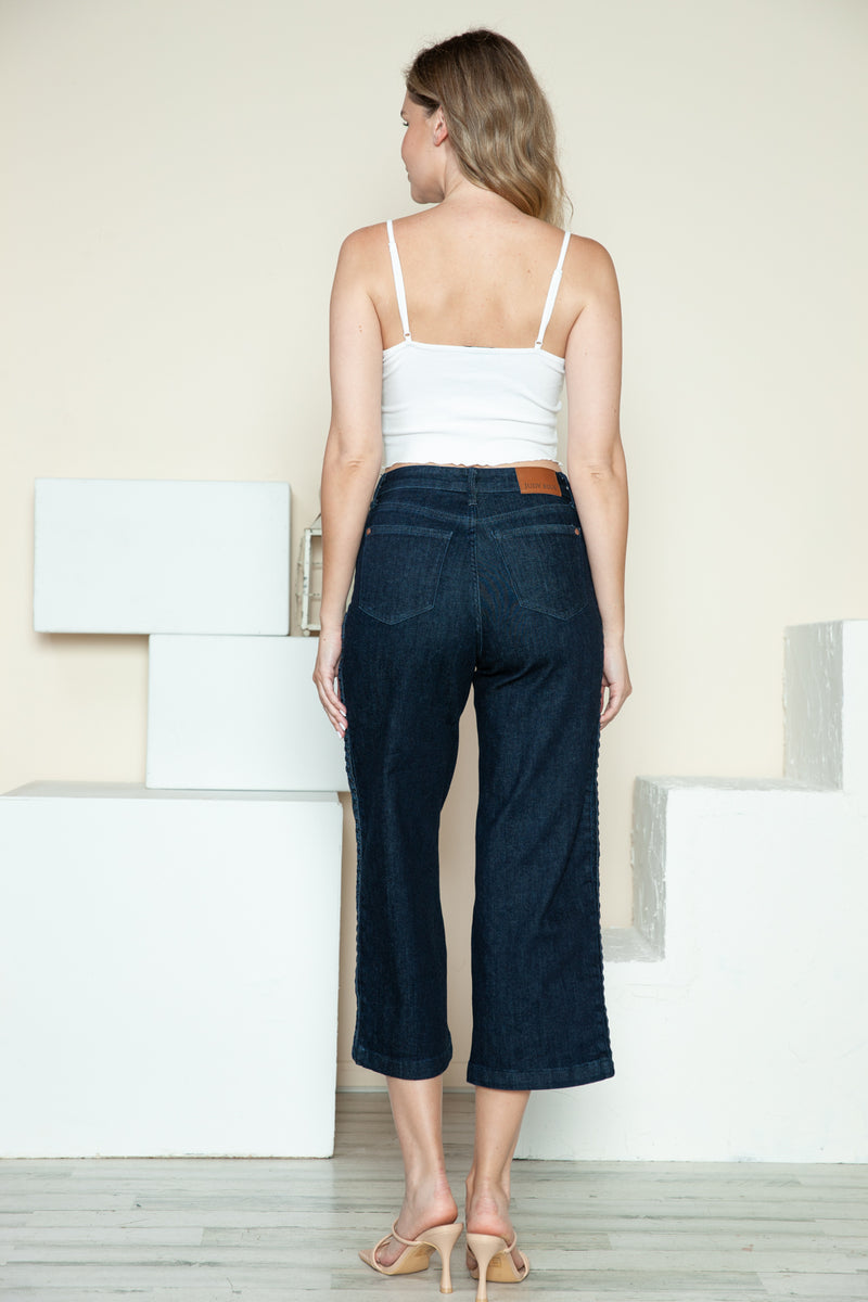 Hazel Blues® |  Judy Blue Side Seam Braid Detail Crop Wide Leg Jeans