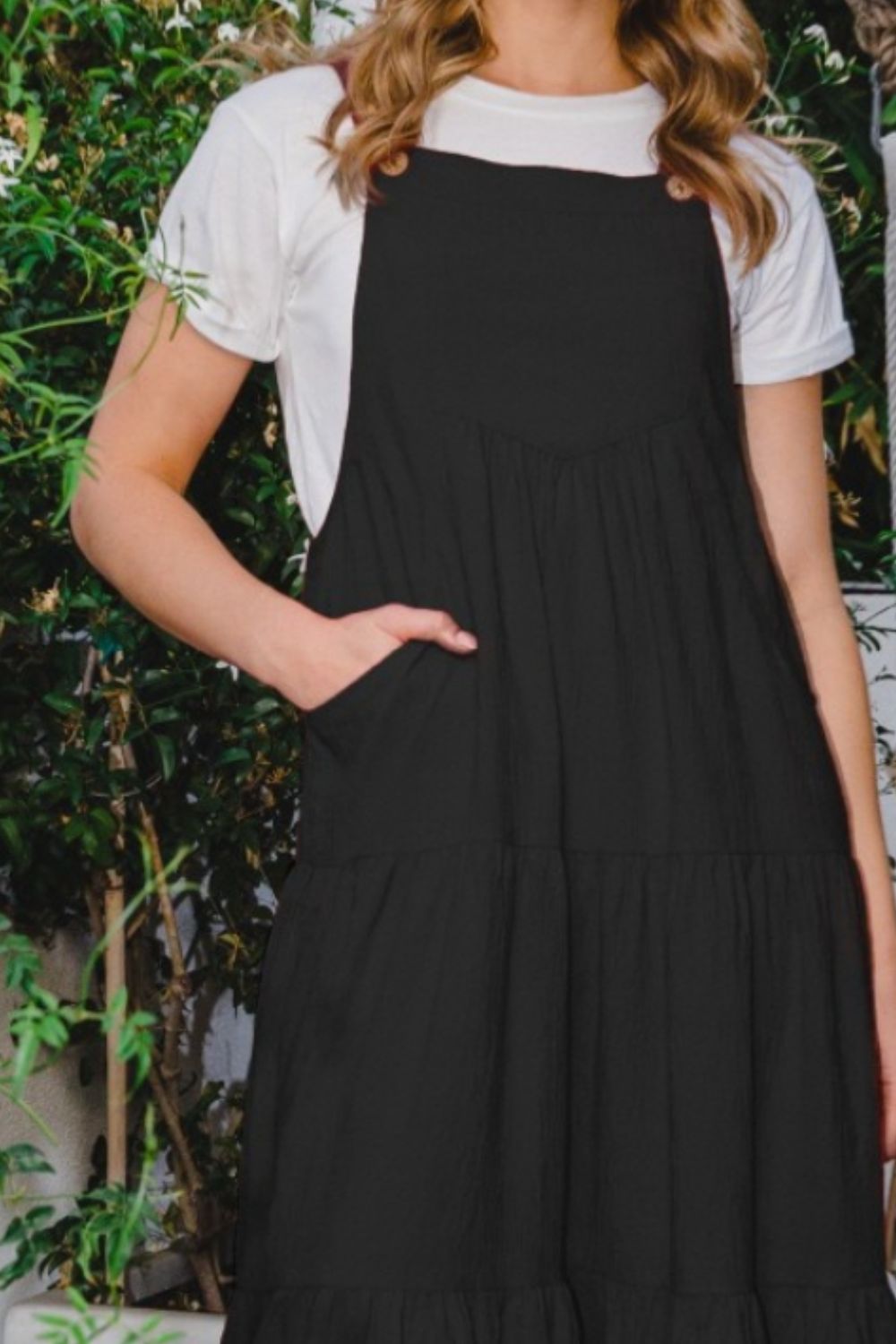 Hazel Blues | ODDI Sleeveless Tiered Midi Dress