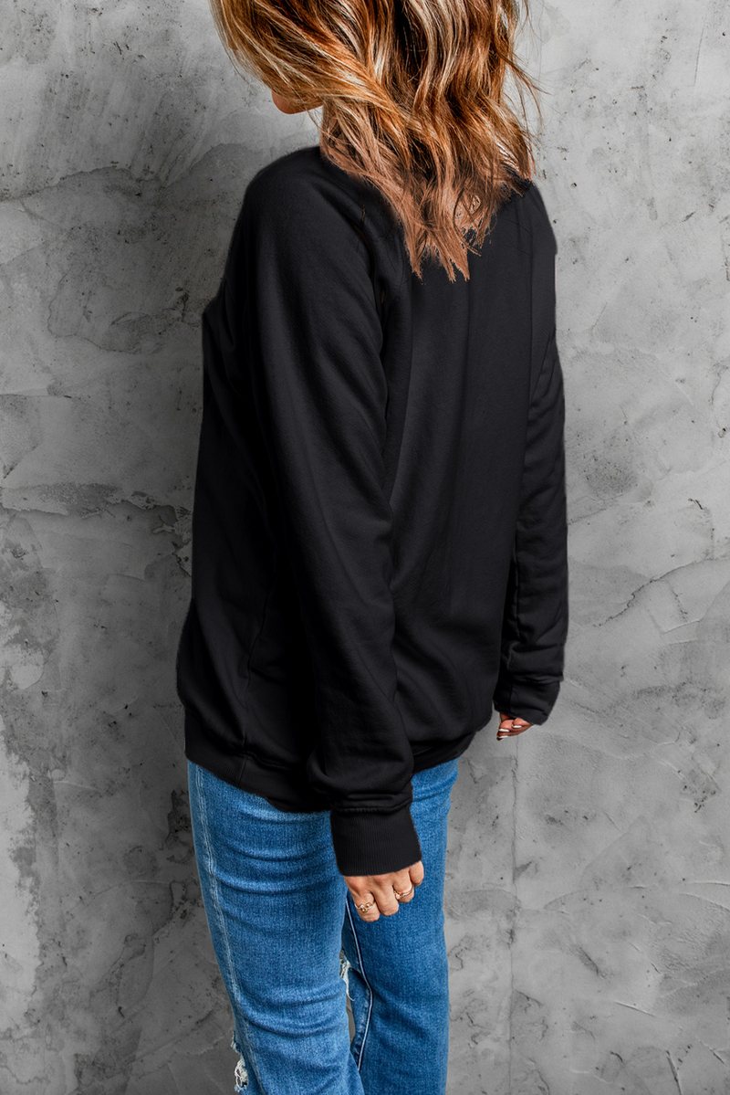 Hazel Blues® |  Black Thanksgiving Turkey Graphic Drop Shoulder Sweatshirt