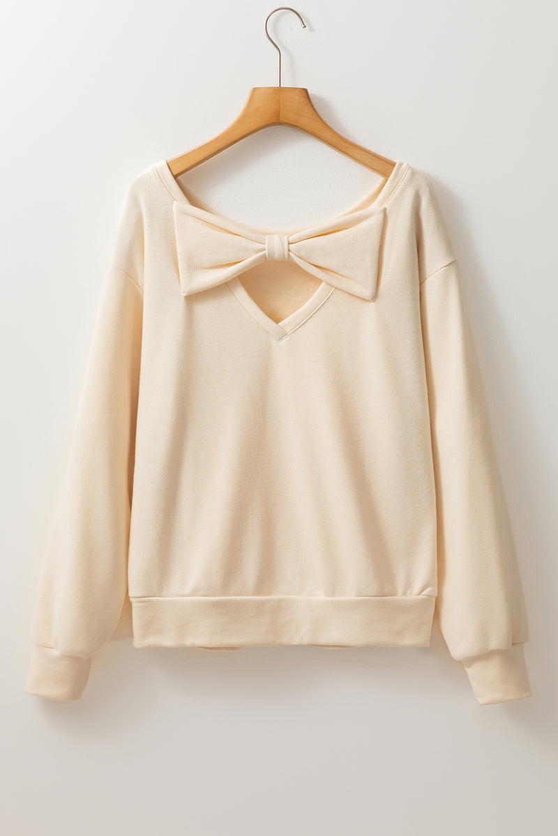 Hazel Blues® |  Bow Cutout Round Neck Long Sleeve Sweatshirt