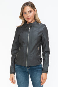 Hazel Blues® |  Snobbish PU Leather Biker Jacket with Side Zip Pockets