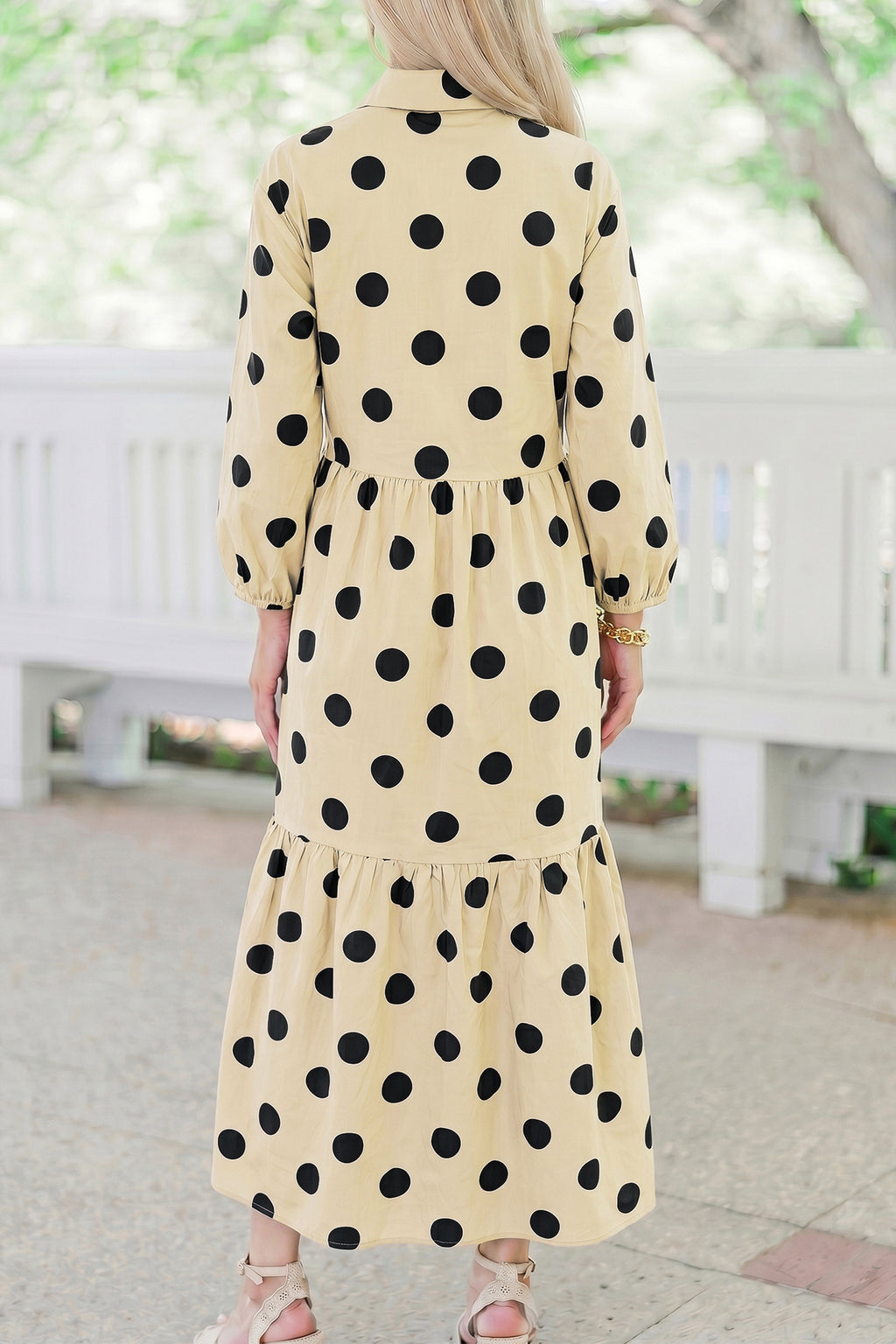 Georgia Skye Apricot Polka-Dot Button Dress