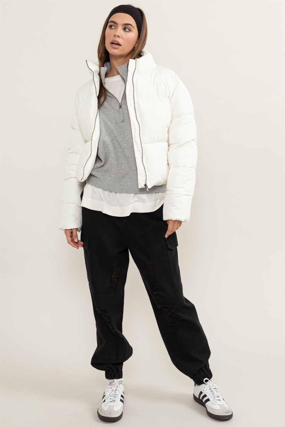 Hazel Blues® |  HYFVE Quilted Back Drawstring Puffer Jacket