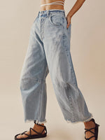 Hazel Blues® |  Raw Hem Wide Leg Jeans with Pockets