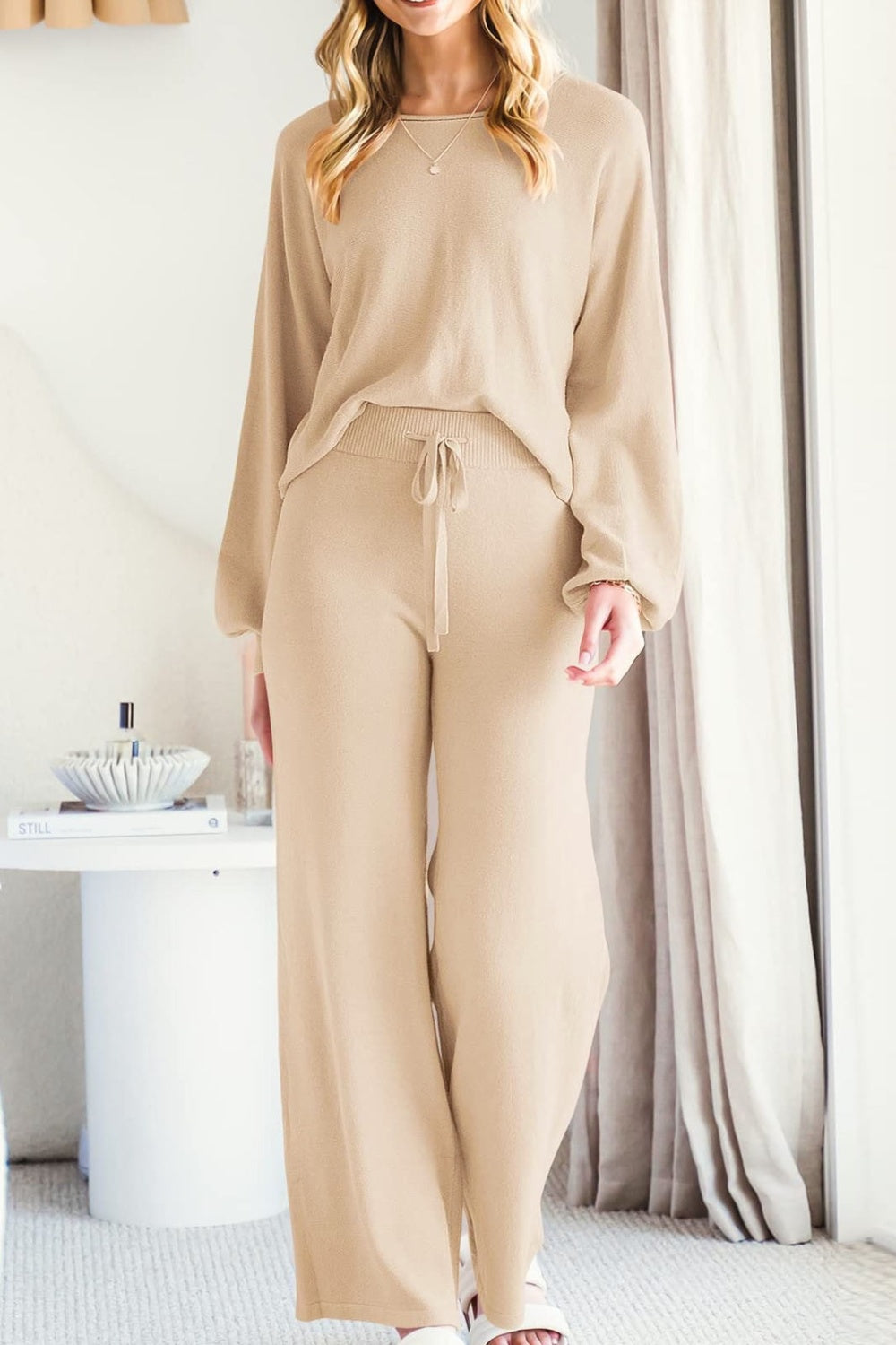 Hazel Blues® |  Round Neck Long Sleeve Top and Pants Set