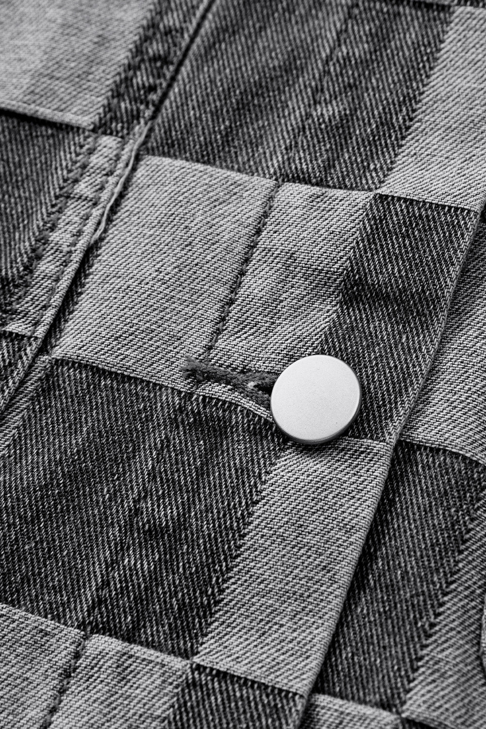 Hazel Blues® |  Checkered Button Up Denim Jacket