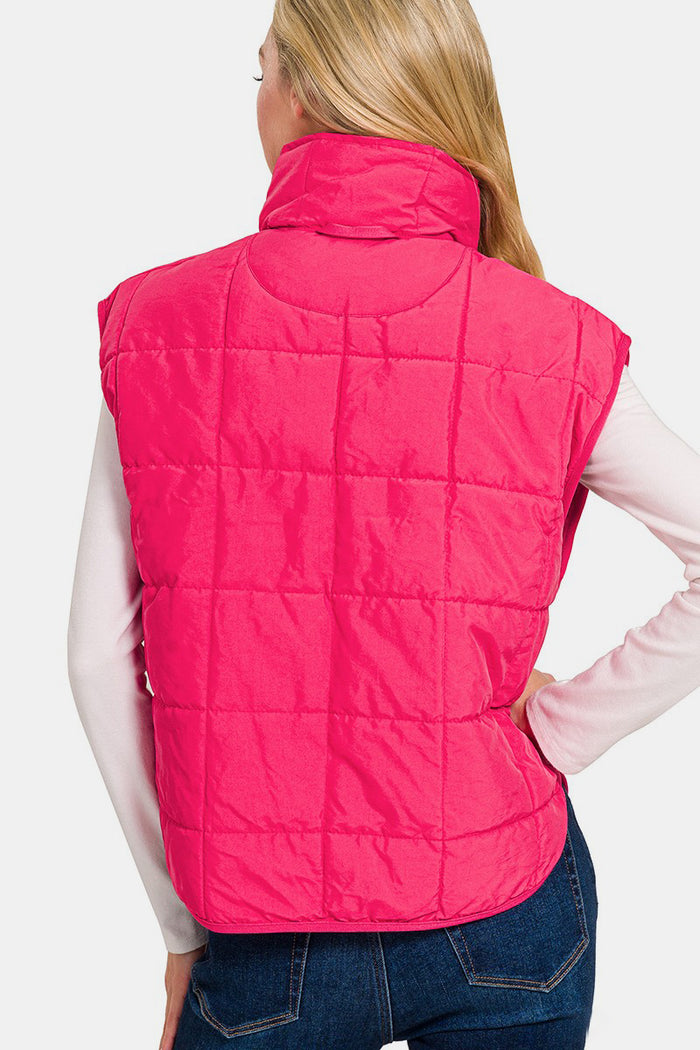 Hazel Blues® |  Zenana Zip Up Cropped Puffer Vest with Pockets