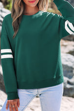 Hazel Blues® |  Evergreen Varsity Striped Detail Drop Shoulder Oversized Sweatshirt