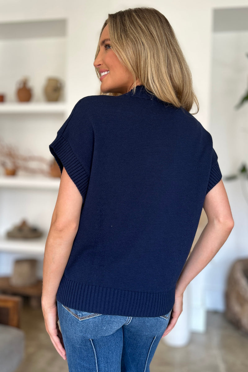 Hazel Blues® |  Double Take Mock Neck Short Sleeve Sweater