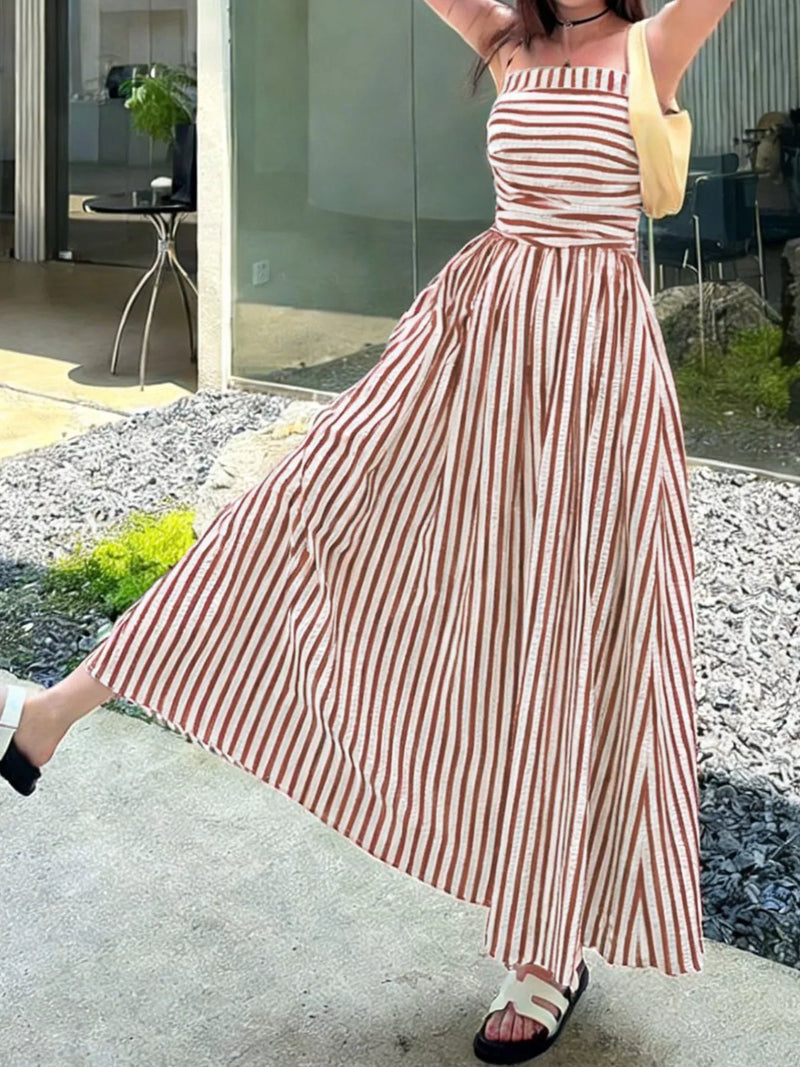 striped casual maxi dresses Hazel Blues | Striped Spaghetti Strap Casual Maxi Dress