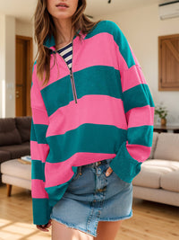 Hazel Blues® |  Color Block Half Zip Long Sleeve Sweater